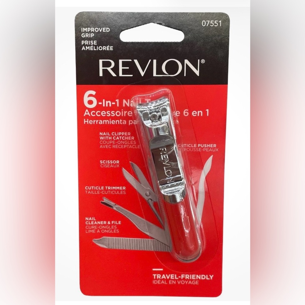 New Revlon 6-in-1 Tool Manicure Pedicure Clipper Scissors Cuticle Pusher Trim